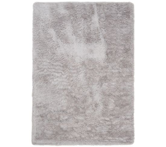 Tapis Salon Chambre Antidérapant Bébé Gris Clair Uni Shaggy Super Doux 120x170 cm