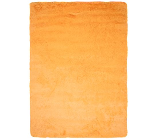Tapis Salon Chambre Antidérapant Bébé Orange Uni Shaggy Super Doux 160x230 cm