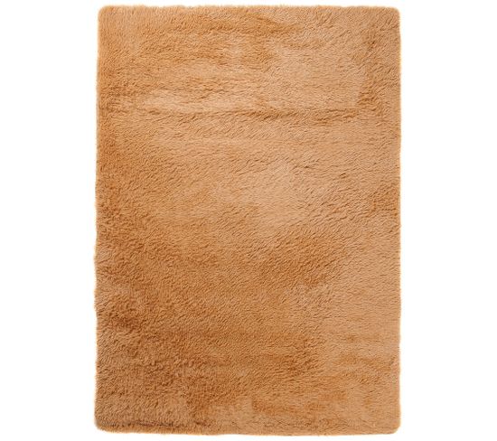 Tapis Salon Chambre Antidérapant Bébé Beige Uni Shaggy Super Doux Doux 160x230 cm