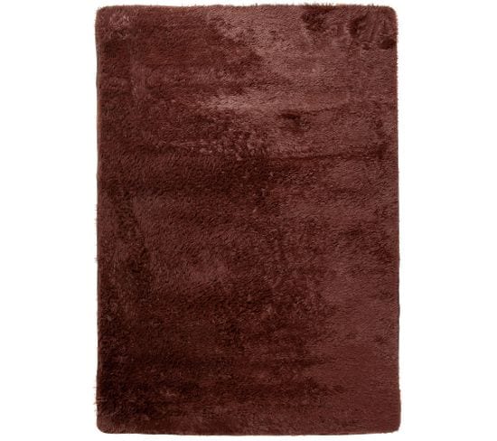 Tapis Salon Chambre Antidérapant Bébé Marron Uni Shaggy Super Doux Doux 160x230 cm