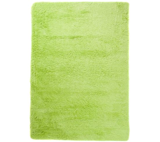 Tapis Salon Chambre Antidérapant Bébé Vert Limone Uni Shaggy Super Doux Doux 120x170 cm