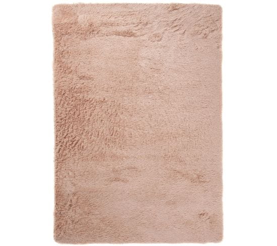 Tapis Salon Chambre Antidérapant Bébé Beige Clair Uni Shaggy Super Doux Doux 160x230 cm