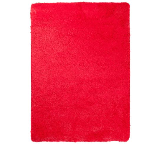 Tapis Salon Chambre Antidérapant Bébé Rouge Uni Shaggy Super Doux Doux 160x230 cm