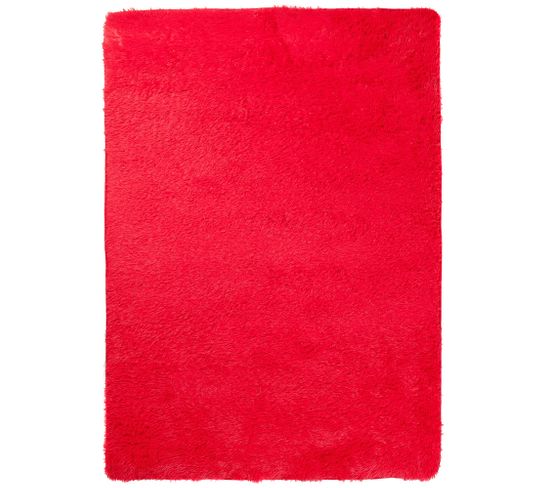 Tapis Salon Chambre Antidérapant Bébé Rouge Uni Shaggy Super Doux Doux 200x300 cm