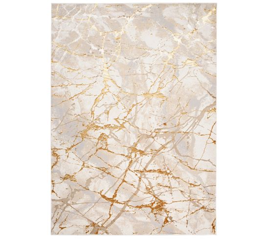 Tapis Salon Or Beige Crème Gris Abstrait Doux 200 X 300 Cm