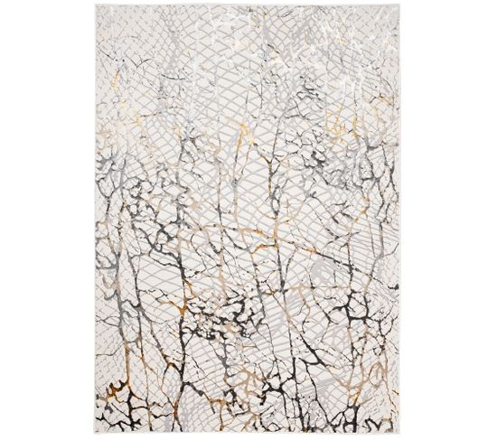 Tapis Salon Or Beige Crème Graphite Peau De Serpent Doux 200x300 Cm