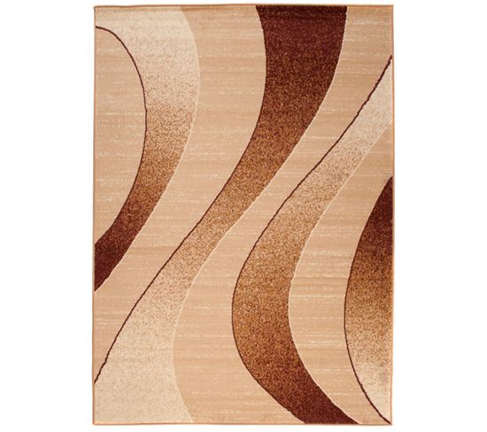 Tapis De Salon Moderne Beige Marron Vagues Fin Dream 160x220