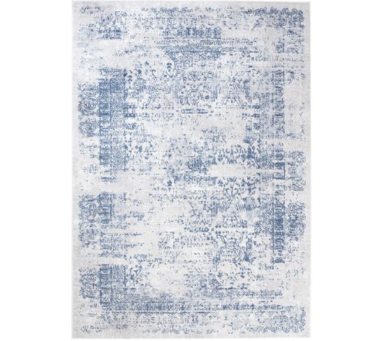 Tapiso Tapis Salon Moderne Bleu Blanc Gris Vintage Doux Sky 180x250