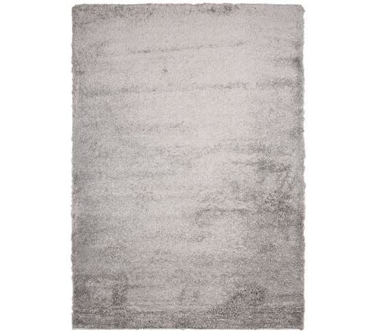 Tapis Salon Chambre Gris Unicolore Shaggy Poils Longs 120x170 Evra