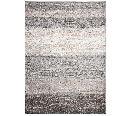 Tapis Salon Chambre Beige Gris Rayures Moelleux 60x100 cm