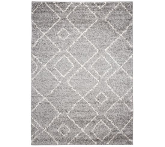 Tapis Salon Chambre Ado Gris Crème Losanges Moelleux 300x400 cm