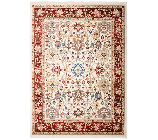 Tapis Salon Multicolore Oriental Floral Franges Fin 120x170 cm