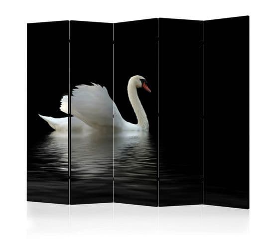 Paravent 5 Volets "swan Black et White" 172x225cm
