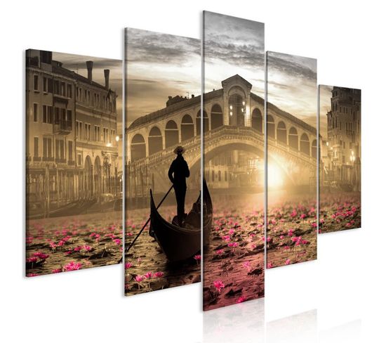 Tableau 5 Panneaux "magic Venice Wide Orange" 100 X 200 Cm