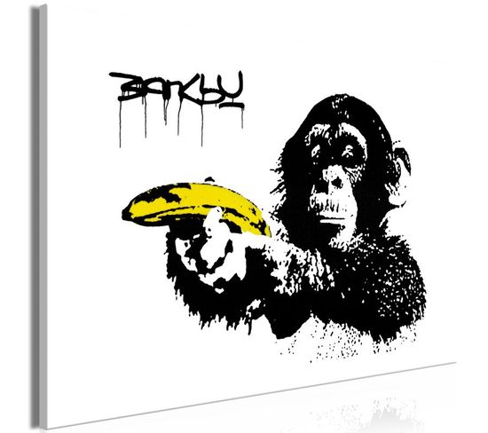 Tableau Imprimé "banksy - Monkey With Banana Wide" 80 X 120 Cm