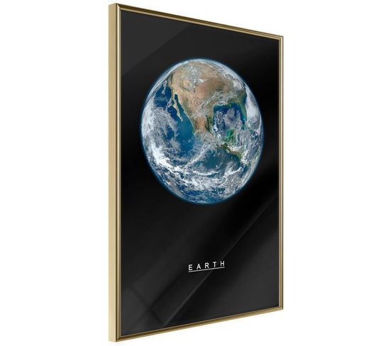 Affiche Murale Encadrée "the Solar System Earth" 30 X 45 Cm Or