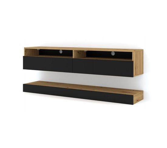 Meuble TV Duo 160 Cm Suspendu Artisan/ Noir Sideboeard