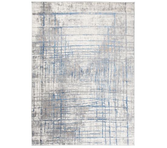 Tapis Salon Bleu Gris Abstrait Rayé 200x300 Valley