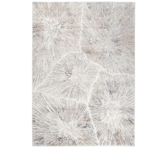 Tapis Séjour Crème Gris Marron Abstrait Doux 300x400 Valley