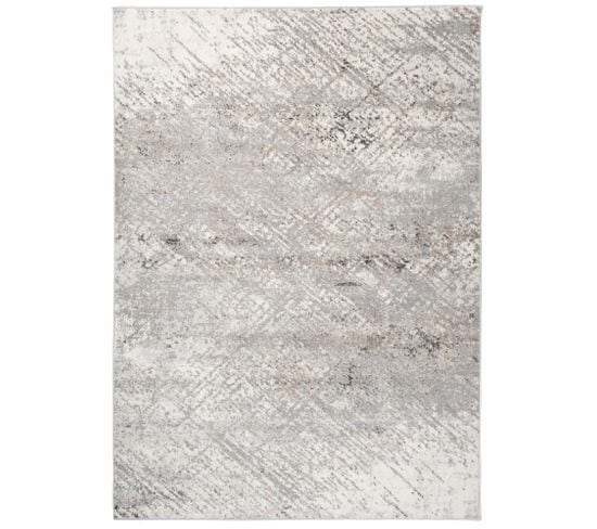 Tapis Salon Chambre Gris Crème Beige Rayures 200x300 Valley