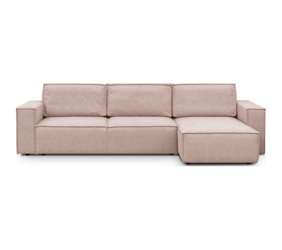 Canapé D'angle 5 Places Convertible Réversible + Coffre - Tissu Rose - Harper New