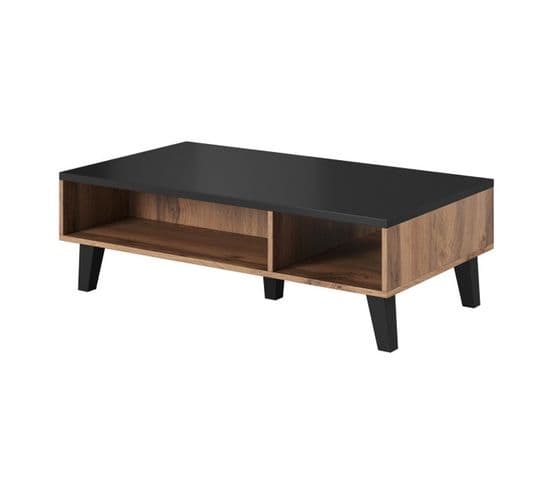 Table Basse Style Chêne et Noir 110 Cm Colin