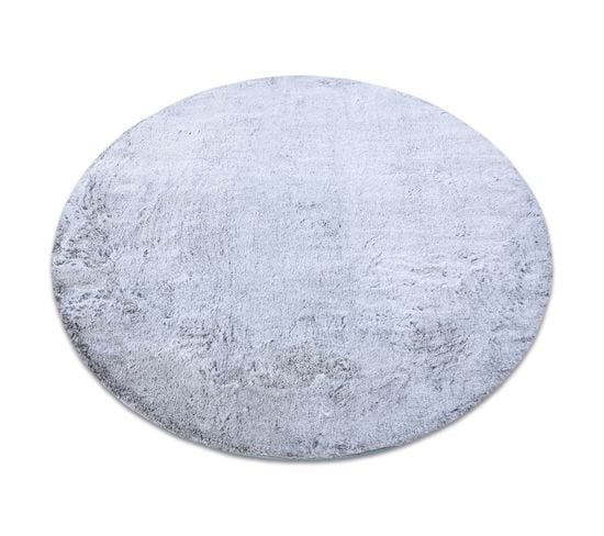 Tapis De Lavage Moderne Lapin Circle Shaggy, Antidérapant Gris / Ivoire Cercle 100 Cm
