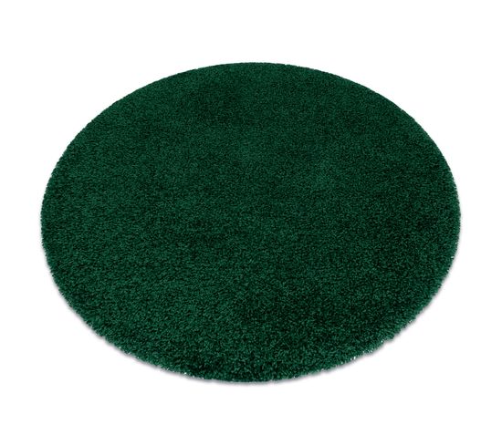 Tapis Soffi Cercle Shaggy 5cm Bouteille Verte Cercle 100 Cm