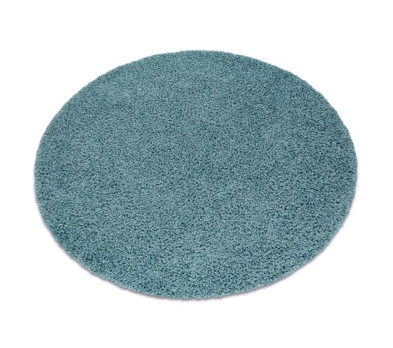 Tapis Soffi Cercle Shaggy 5cm Bleu Cercle 80 Cm