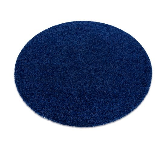 Tapis Soffi Cercle Shaggy 5cm Bleu Foncé Cercle 100 Cm