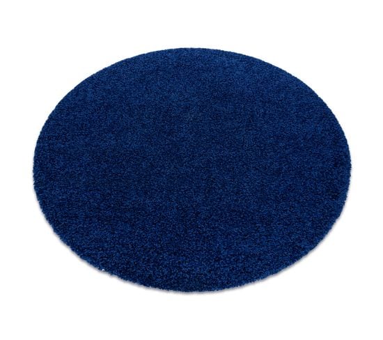 Tapis Soffi Cercle Shaggy 5cm Bleu Foncé Cercle 160 Cm