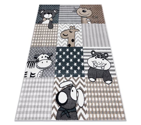 Tapis Fun Pets Pour Enfants, Animaux Gris 140x190 Cm