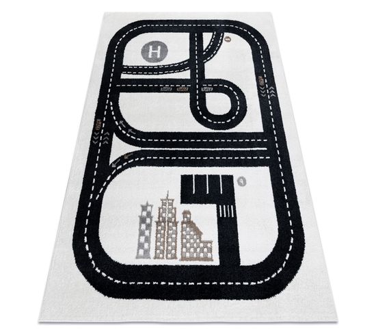 Tapis Fun Track Pour Enfants, Rue, Ville Crème 120x170 Cm