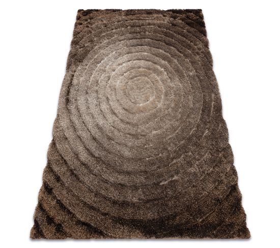 Tapis Moderne Flim 008-b7 Shaggy, Cercles - Structural Marron 80x150 Cm