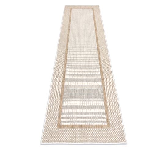 Tapis Sizal Sion Le Tapis De Couloir, Cadre 21782 Tissé à Plat Ecru / Beige 60x200 Cm