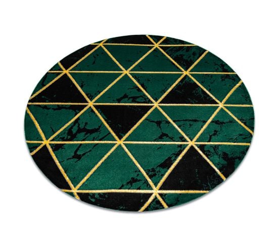 Tapis Emerald Exclusif 1020 Cercle - Glamour, Élégant Marbre, Triangles Bouteille Ve Cercle 120 Cm