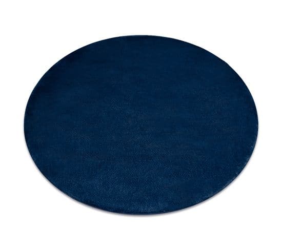 Tapis Cercle Posh Shaggy Bleu Foncé Très Épais, En Peluche, Antidérapant, Lavable Cercle 60 Cm