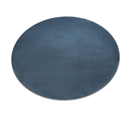 Tapis Cercle Posh Shaggy Bleu Très Épais, En Peluche, Antidérapant, Lavable Cercle 60 Cm