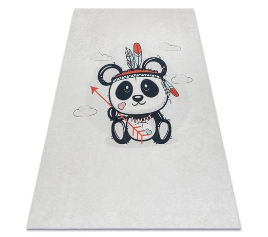 Tapis Lavable Bambino 1129 Panda Pour Les Enfants Antidérapant - Crème 80x150 Cm