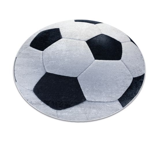 Tapis Cercle Lavable Bambino 2139 - Football Pour Les Enfants Antidérapant - Noir / B Cercle 120 Cm