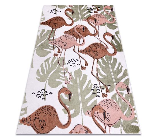 Tapis Fun Flami Pour Enfants Flamants Roses Crème 120x170 Cm