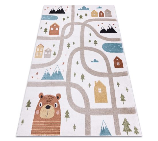 Tapis Fun Polar Pour Enfants Rues, Forêt, Crème 180x270 Cm