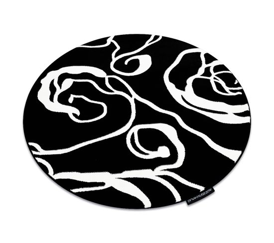 Tapis Hampton Rosa Cercle Roses, Fleurs Noir Cercle 160 Cm