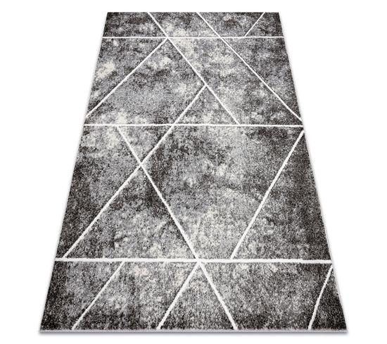 Tapis Mateo 8031/644 Moderne, Géométrique, Triangles - Structurel Gris  80x150 Cm
