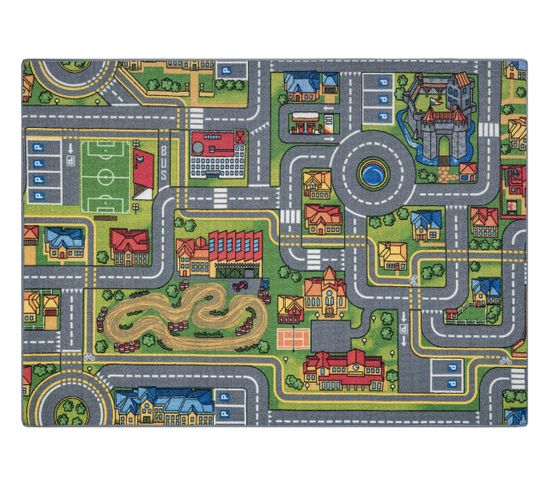 Tapis Rebel Roads City Life 97 Ville, Antidérapant Pour Enfants - Gris 95x133 Cm