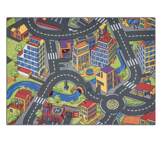 Tapis Rebel Roads Town Life 97 Grande Ville, Rues Antidérapant Pour Enfants - Gris 95x133 Cm