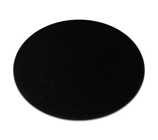 Tapis Softy Cercle Plaine Couleur Unie Noir Cercle 150 Cm