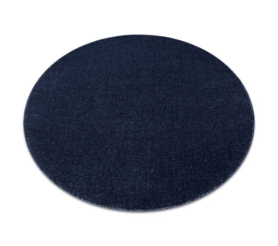 Tapis Softy Cercle Plaine Couleur Unie Bleu Foncé Cercle 150 Cm