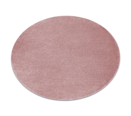 Tapis Softy Cercle Plaine Couleur Unie Rose Cercle 150 Cm