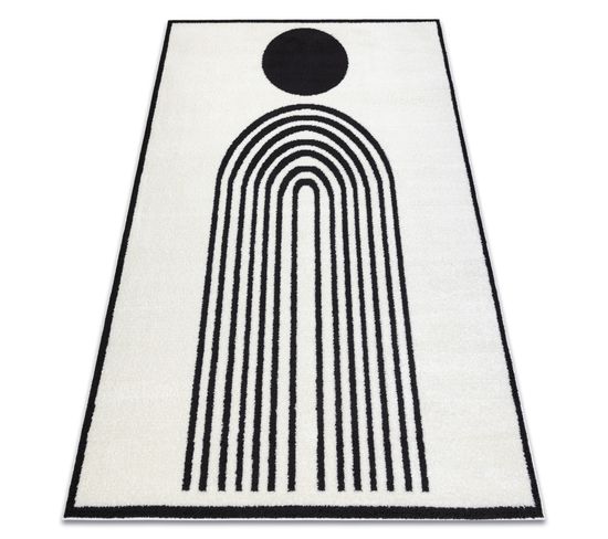 Tapis Moderne Mode 8597 Géométrique Crème / Noir 160x220 Cm